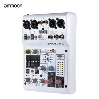 ammoon AM-4R 6-Channel Sound Card Digital Audio Mixer Mixing Console Built-in 48V Phantom Power Support Powered by 5V Power Bank